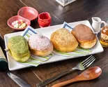 新味焼き芋ラテ・ほうじ茶追加！カラフルあげぱん4個セット（Cafe and BAR スープ et）