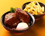 【Wバーグ】デミたまポテト"W"ハンバーグ（〈ごはん特盛まで無料〉デミグラスハンバーグの店 デミたま 心斎橋筋2丁目店）