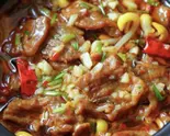 牛肉四川風煮込み(水煮牛肉定食)(台湾無骨香脆鶏柳)