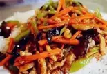 鱼香肉丝盖浇刀削面(台湾無骨香脆鶏柳)