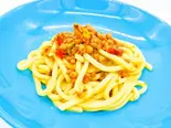 とり肉のピリ辛【ガパオうどん】（【学大のタピオカ屋さん】三茶 福寿堂）