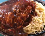 【デカ盛り】 デカ盛りハンバーグトルコライス約1.6kg スパゲティ800g ハンバーグ300g ピラフ500g（【メガ盛り弁当！！】洋食店 エクストラバガンザ 大名店）