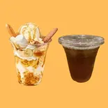 キャラメルバナナパフェ + ドリンクセット caramel banana parfait + drinkset(毎日パフェ Mainichi pafe)