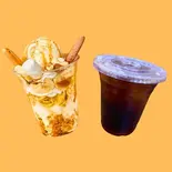 キャラメルバナナパフェ+アイスコーヒーセットCaramel banana parfait + iced coffee set(毎日パフェ Mainichi pafe)