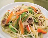 油なし野菜炒め無糖質麺入り no oil vegetables stir-fried in no sugar noodle with dressing（【メガ盛り弁当！！】洋食店 エクストラバガンザ 大名店）