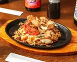 明太もちチーズ玉 Pollack Roe, Rice Cake ＆ Cheese Okonomiyaki（お好み焼きでめきん Okonomiyaki Demekin）