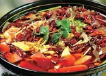 血豆腐とモツの激辛煮込み(毛血旺)（金福楼）
