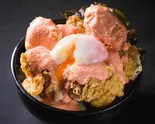 【明太マヨ‼】悪魔の温玉から揚げ丼（悪魔からあげ 鶏バカ食堂 早稲田店）