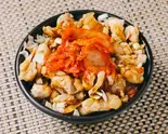 キムチテリヤキガーリックチキン焼鳥丼(お肉200g)kimochiTariyaki garlic chicken rice bowl 200 g meat（とりあえず ーJuicy Chicken Bowlー メガ焼鳥丼 川崎店）