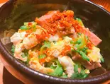 ごーやチャンプル丼島らー油がけ(沖縄酒場みんさぁ)