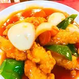 白身魚の甘酢ソース掛け（味中味）