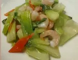 エビと青菜の塩味炒めー青菜虾仁（北京家庭菜 府中店）