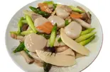 帆立貝とアスパラ炒め（味香園）