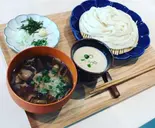 2種うどん(肉汁＆ごまだれ)（うさぎ屋udon立川立飛店）