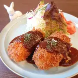 クリームコロッケ弁当(ホタテ)2個（カフェ＆食堂うさぎと葉っぱ）