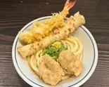 頑陣天うどん Ganjin Tempura Udon (Chicken, Shrimp ＆ Chikuwa Tempura)（饂飩頑陣 本店）