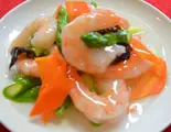 【058】大海老とアスパラの塩味炒め（中華料理 劉記）