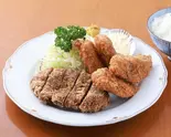 メンチカツ+鳥胸フライ定食+クリームコロッケ（キュリードシゲール）
