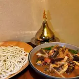 茄子肉拌刀削面/茄子と牛肉の炒めあんかけ刀削麺(天山見・西北本場料理店・刀削麺(HalalaFood))
