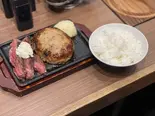 ガーリックバター醤油ステーキ＆ハンバーグBOX（肉と米 ハジメ(微吟飯店)）