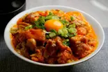 月見親子丼(鶏 80g)とお吸い物 tsukimi oyako-don (80g chicken) and soup（【出汁の親子丼】鶏ヶ屋(TORIGAYA)～狛江店～）