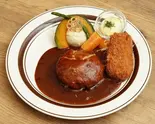 デミグラスハンバーグ・カニクリームコロッケセット(キッチン大宮マークイズみなとみらい店)
