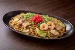 塩ペアそば(豚・いか・えびから2種) Two Topping Salt Yakisoba（鉄板居酒屋 粉武士）