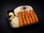 メガ盛り海老フライ弁当 { ご飯600g 海老フライ六本}（1キロメガ盛り唐揚げ弁当蒲田店）