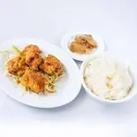 若鶏のから揚げとライスセット(ザーサイ付)（博味菜館）