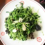 トウミョウとニンニク炒め（梅江飯店）