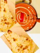チキンバター大盛りカレーセット(バターナン二枚付 )(インド・ネパール料理 ニューマハラジャ三鷹店)
