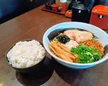 濃厚魚介油そば大盛り+白ご飯セット（麺匠 一号艇）