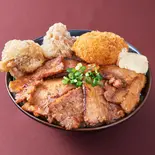 甘辛みそ豚丼 400 (唐揚2+コロッケ1)（ガチでうまい「ガチ丼屋」 大橋店）