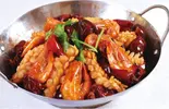 干锅鱿鱼虾 海老とイカの汁なし火鍋（ビャンビャン麺 朋友）