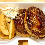 【当店人気No.2】ガーリックダブルハンバーグ320g！！！ 選べるポテト・ライスセット（【大盛ご飯300g無料】肉汁ハンバーグ）