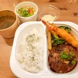 海老フライ＆ハンバーグセットタルタルソース付き（メーメのイタめし家）