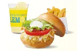 オリーブチキンバーガー ドリンクポテトセット（bb.qオリーブチキンカフェ JR天満駅前店）