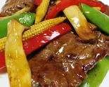 牛肉オイスターソース炒め(蚝油牛肉)（中華料理 錦園）