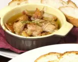 鴨ロースと白ネギのアヒージョ Ahijo with duck loin and white onion（【おうちDE本格イタリアン】La Promessa）