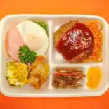 ハンバーグ＆からあげ＆ハムエッグ弁当（お米とお弁当のしろやま）