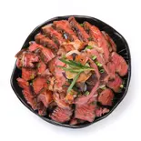 ビーフステーキ丼400g（有機野菜とお肉のABステーキ）