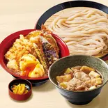 【満腹久セット】肉つけ汁うどん・月見天丼（久兵衛屋 みずほ台店）