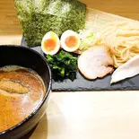 魚介豚骨つけ麺(豚叉焼1枚、ほうれん草、薬味葱、魚粉)（つけ麺 大かわ 弘明寺店）