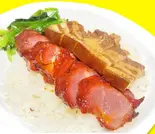 网红把子肉+蜜汁叉烧饭(話題の豚バラ醬油煮込み+ハニーソースチャーシュー丼物)（豚角煮飯・広東亭 駒込店）
