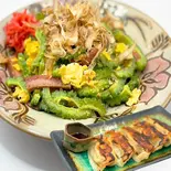 ゴーヤチャンプルー あぐー豚ぎょうざセット(5個)（沖縄居酒屋81-31）