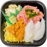 贅沢人気三種盛り・ウニネギトロえんがわ丼（寿司しん 西川口店）
