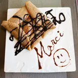 【デザートガレット】そば粉のガレット チョコレートソース Galette of buchwheat flour chocorate sauce（【フランス産そば粉ガレット】クロンヌ ド ローズ）