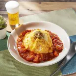 完熟トマトとニンニクのガーリックトマトオムライス（ふわとろオムライス フレッシュエッグス 京急鶴見店）