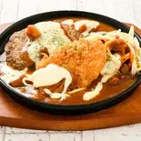 デミグラスソース煮込みハンバーグ＆ヒレかつ(2枚)（アツアツ！鉄板ハンバーグ 栄店）