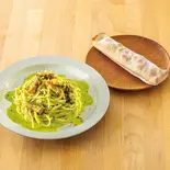111.グリルベーコンのジェノベーゼクリームパスタ<ベーコンのトマトスティックピザ付き>(鎌倉パスタ ダイニングイオンモール津田沼店)